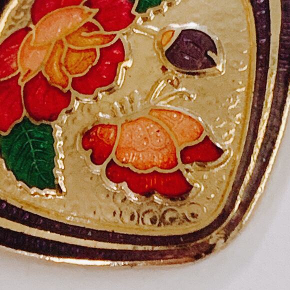 VTG 60s Cloisonne Butterfly Floral Stick Pin Enamel Jewelry Gold Tone Brooch - Picture 9 of 11